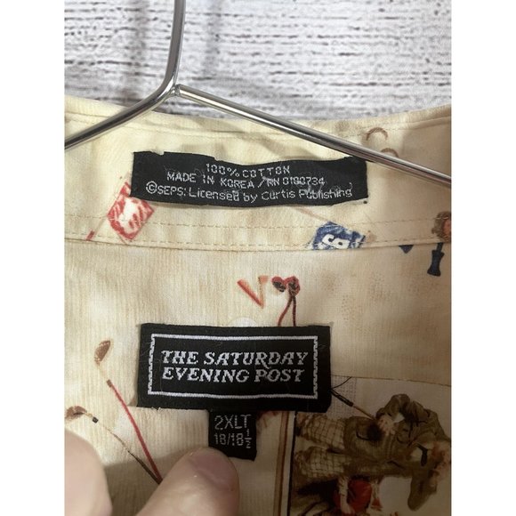 The Saturday Evening Post Men's 2XLT Golf Print Short Sleeve Button Up Shirt - Picture 4 of 5